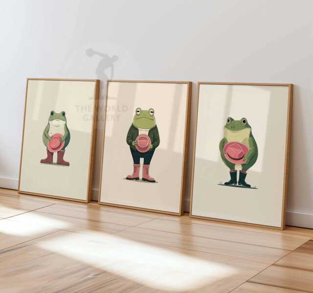 Frog Wearing Boots Poster Set, Funny Animal Art Prints - image 1
