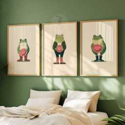 Frog Wearing Boots Poster Set, Funny Animal Art Prints - thumbnail 4