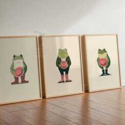 Frog Wearing Boots Poster Set, Funny Animal Art Prints - thumbnail 3