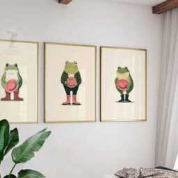Frog Wearing Boots Poster Set, Funny Animal Art Prints - thumbnail 2