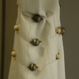 Antique-Ecru Metallic Balls & Beads Curtains Triple Embrasse Tiebacks-1Meter Length Tassel Beads & Metal Drapes Tiebacks - thumbnail 3