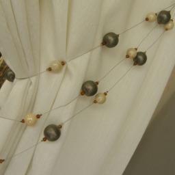 Luxury Triple Beaded Curtain Tieback - Antique Beige Metallic Ball Drapery Holdback Elegant Decor Window Tie Back 1 Meter - thumbnail 2