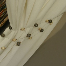 Antique-Ecru Metallic Balls & Beads Curtains Triple Embrasse Tiebacks-1Meter Length Tassel Beads & Metal Drapes Tiebacks - thumbnail 2