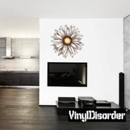 Floral Flower Wall Decal - Fabric Vinyl Removable & Reusable Floralfloweruscolor070Et