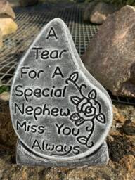 stone Garden Special Nephew Tear Drop Memorial Plaque Concrete Ornament - thumbnail 1