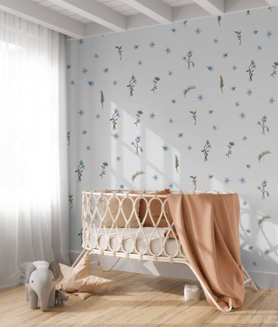 Blue Floral Wall Stickers Nursery & Girl Bedroom Decor - image 1
