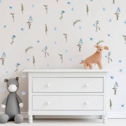 Blue Floral Wall Stickers Nursery & Girl Bedroom Decor - thumbnail 3