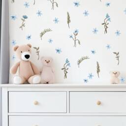 Blue Floral Wall Stickers Nursery & Girl Bedroom Decor - thumbnail 2
