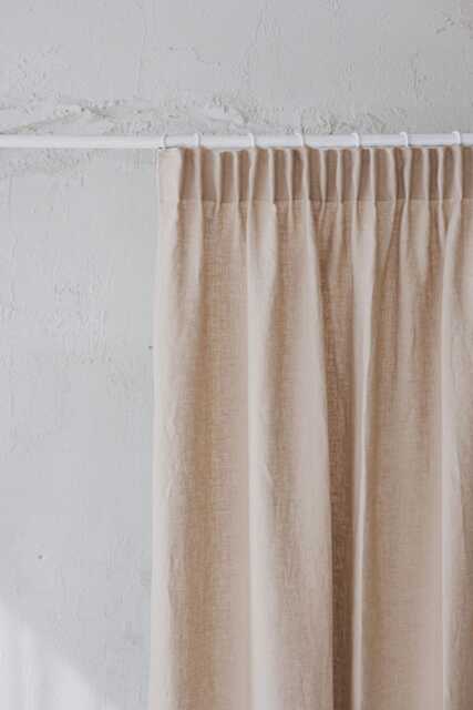 Pencil Pleat Linen Curtain, Sand, Beige Natural Drapes, Custom Neutral Curtain Panel, Washed Window Treatment, Farmhouse - image 1