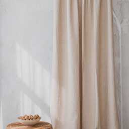 Pencil Pleat Linen Curtain, Sand, Beige Natural Drapes, Custom Neutral Curtain Panel, Washed Window Treatment, Farmhouse - thumbnail 3