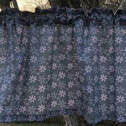 Kitchen Valance - Daisy Wildflower Pink Flowers On Gray Botanical Farmhouse Curtain - thumbnail 3