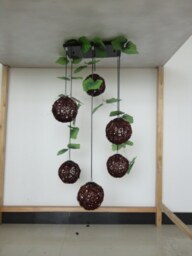 Woven Rattan Wicker Drop Light Rural Style Pedant Lamp Handmade Weaving Chandelier - thumbnail 4