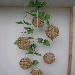 Woven Rattan Wicker Drop Light Rural Style Pedant Lamp Handmade Weaving Chandelier - thumbnail 2