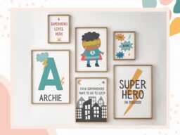 Superhero Nursery Decor - Boys Room Gallery Wall Art Prints - Set Of 6 - thumbnail 1