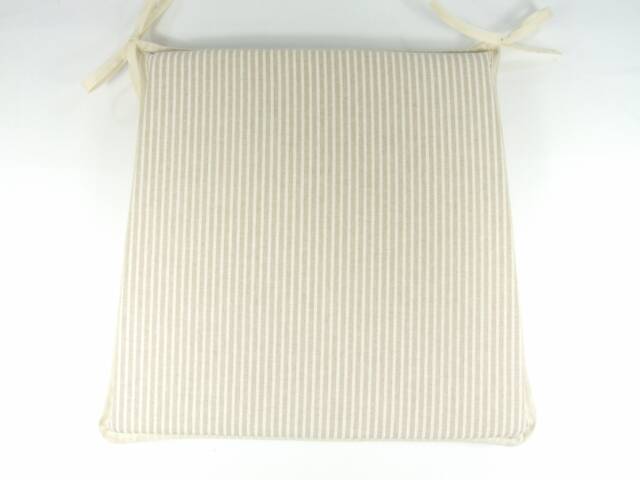 White Stripe Tapered Tie-On Seat Pad. Garden/Patio/Kitchen/Dining - image 1