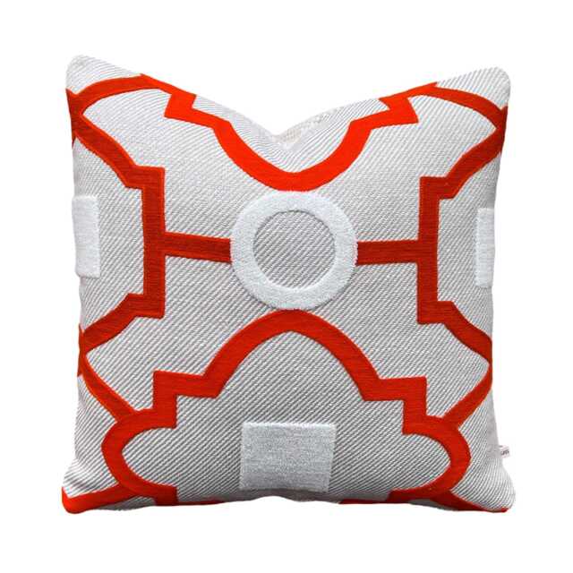 Luxury Designer Manuel Canovas Tanvi Orange Embroidery Textured Cushion Pillow Cover - image 1
