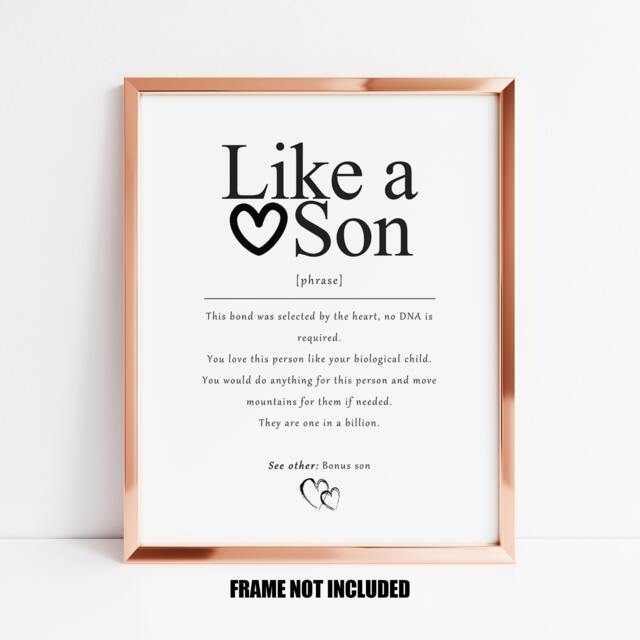 Like A Son Definition Art Print, Gift For Bonus Son, Stepson, in Law Wedding Gift, Adopted Future Work - image 1
