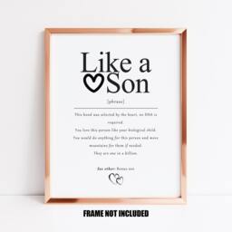 Like A Son Definition Art Print, Gift For Bonus Son, Stepson, in Law Wedding Gift, Adopted Future Work - thumbnail 1