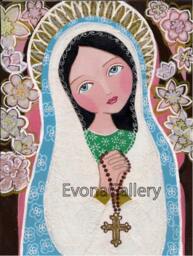 Maddonna Of The Rosary, Our Lady Virgin The Rosary Print, Queen Holly Wall Decor By Evona - thumbnail 2