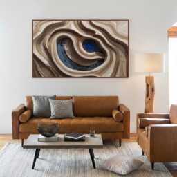 Hand-Painted Wood Carving Wall Art, 3D Minimalist Sculpture Textured Art Home Decor - thumbnail 3
