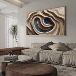 Hand-Painted Wood Carving Wall Art, 3D Minimalist Sculpture Textured Art Home Decor - thumbnail 2