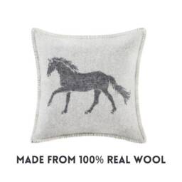 Grey Horse Cushion Cover - Pure Wool Reversible Pillowcase 45 X 45cm/ 18 18 - thumbnail 3