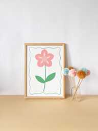 Girls Pretty Pink Flower Wall Print For Bedroom Or Nursery - Only - thumbnail 1