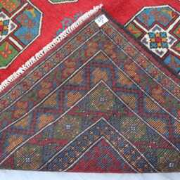 5'3x8'1 Red & Green Afghan Akhcha Handmade Rug, High Pile Rug Turkmen Bokhara Area Rug, Livingroom Tribal Bedroom Office Rug - thumbnail 4