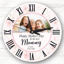 Mummy Semicircle Floral Photo Mother's Day Gift Personalised Clock - thumbnail 1