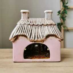 Pink Thatched Cottage House Tea Light Holder - thumbnail 4