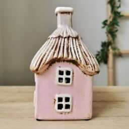 Pink Thatched Cottage House Tea Light Holder - thumbnail 3