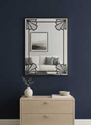 Large Art Deco Over Mantel Stained Glass Style Mirror