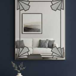 Large Art Deco Over Mantel Stained Glass Style Mirror - thumbnail 3