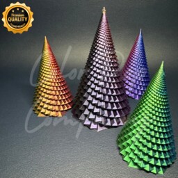 3D Printed Tabletop Christmas Tree Small Festive Ornament - thumbnail 3