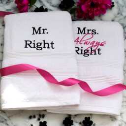Mr Right & Mrs Always Towels Set Wedding Anniversary Gift