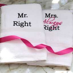 Mr Right & Mrs Always Towels Set Wedding Anniversary Gift - thumbnail 4