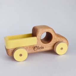 Personalized Wooden Truck Toy - Gender Neutral Gift Handmade Baby Toys For Birthday