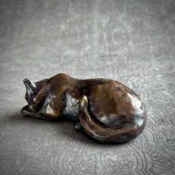 Small Sleeping Bronze Cat Sculpture Original Pet Art By Kindrie Grove - thumbnail 1