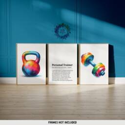 Personal Trainer Gym Prints - 3 Fitness Posters - Minimalist Definition Design Sports Motivation Poster Athlete Decor Home Wall Art - thumbnail 1