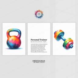 Personal Trainer Gym Prints - 3 Fitness Posters - Minimalist Definition Design Sports Motivation Poster Athlete Decor Home Wall Art - thumbnail 2