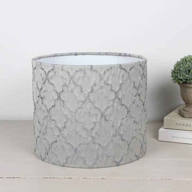 Maximus Dove Grey Trellis Lampshade