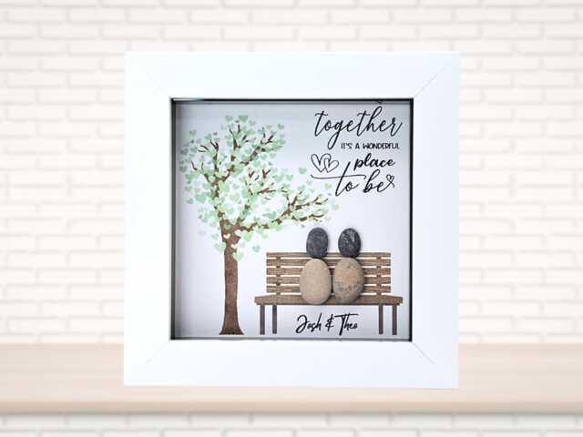 Pebble Art Couple Picture - Personalised Gift For Wife Husband Romantic Keepsake - image 1