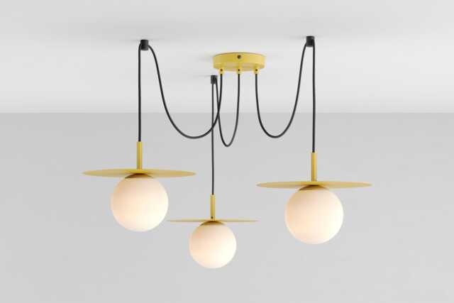 Zoe 3-Port Ceiling Pendant Hanging Light Yellow Kitchen Island Fixture Disc Lamp Shade - image 1