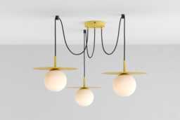 Zoe 3-Port Ceiling Pendant Hanging Light Yellow Kitchen Island Fixture Disc Lamp Shade