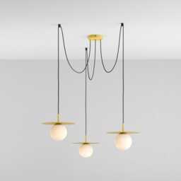 Zoe 3-Port Ceiling Pendant Hanging Light Yellow Kitchen Island Fixture Disc Lamp Shade - thumbnail 2