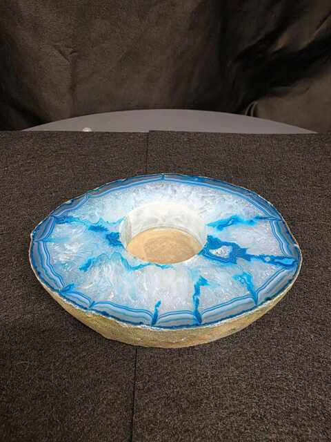 Teal Agate Slice Candle 1 Handpicked 401G H2xw12xd10cm Microcrystalline Quartz Tealight Holder Ornament - image 1