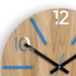 Wood Clock, Large Wall Wall Clock, Aksel Blue, Gift, Decor, Unique Wall, Oak, Clocks, Mirror Blue - thumbnail 2