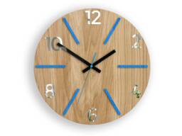 Wood Clock, Large Wall Wall Clock, Aksel Blue, Gift, Decor, Unique Wall, Oak, Clocks, Mirror Blue
