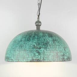 Dome Copper Pendant Light - Verdigris Hanging Lampshade, Rustic Patina Finish - thumbnail 3