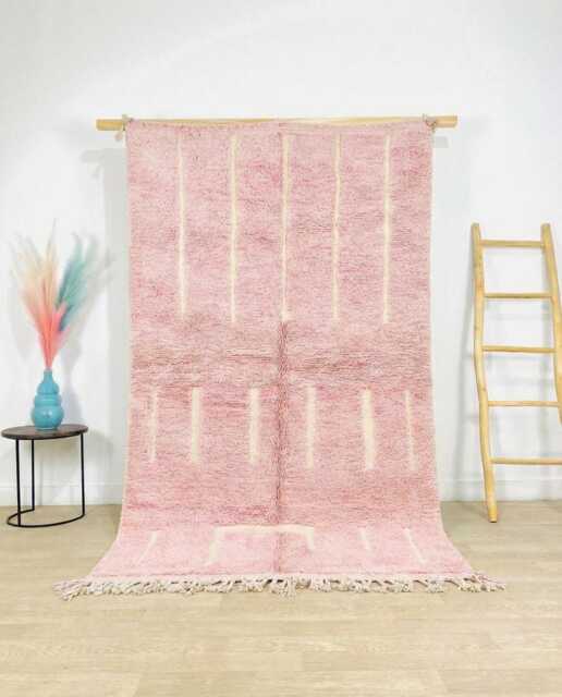 Pink Striped Moroccan Rug, Bold Wool Custom Geometric Berber Carpet, Large Area Shag Boho Nursery Living Room Decor - image 1